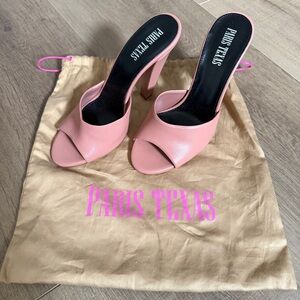 Paris Texas Pink Leather Stiletto Heels Women Size 37.5 Italy Open Square Toe